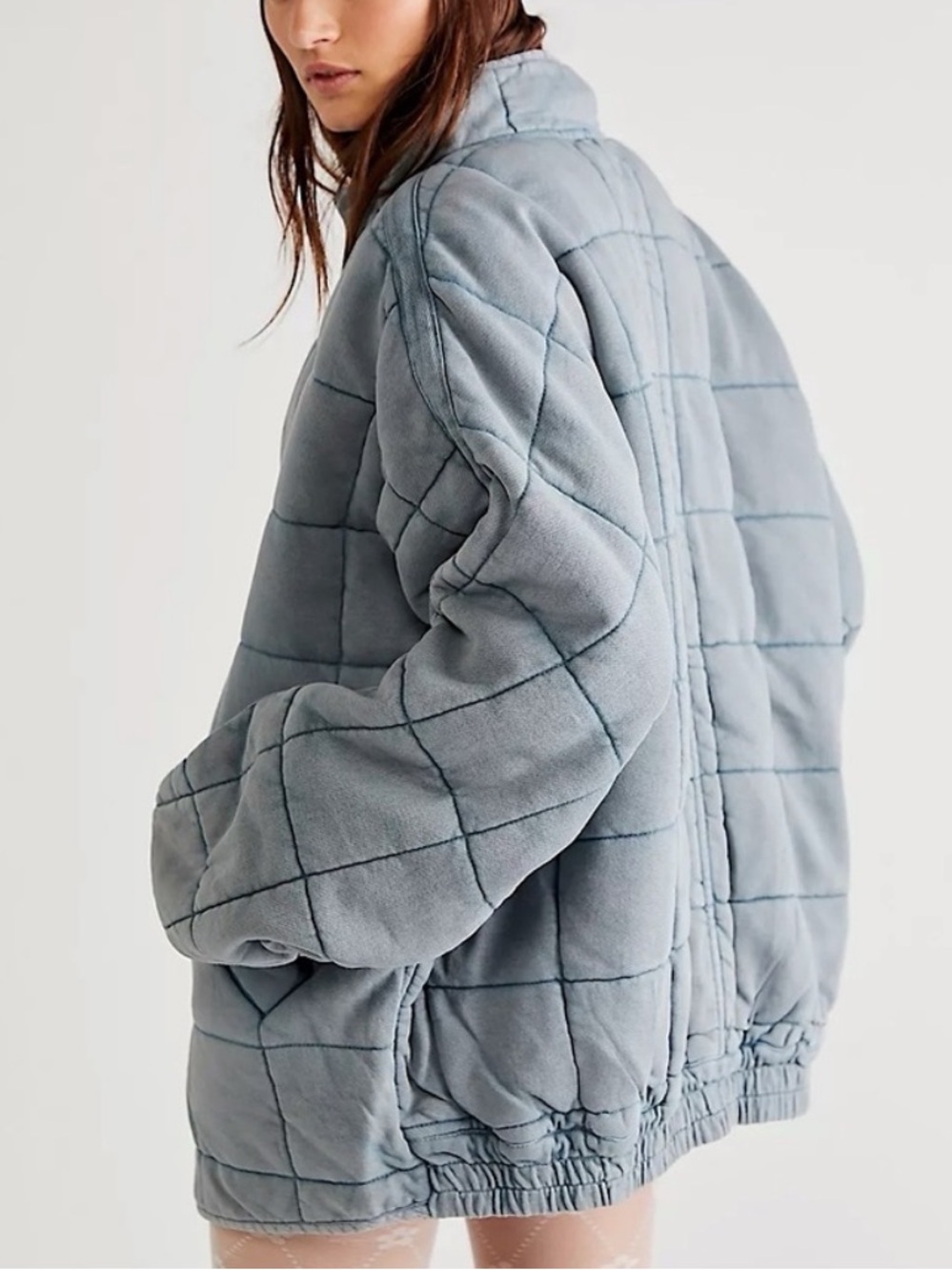 FREE PEOPLE Dolman Quilted Jacket in Silver Lining Size Small - Picture 4 of 10